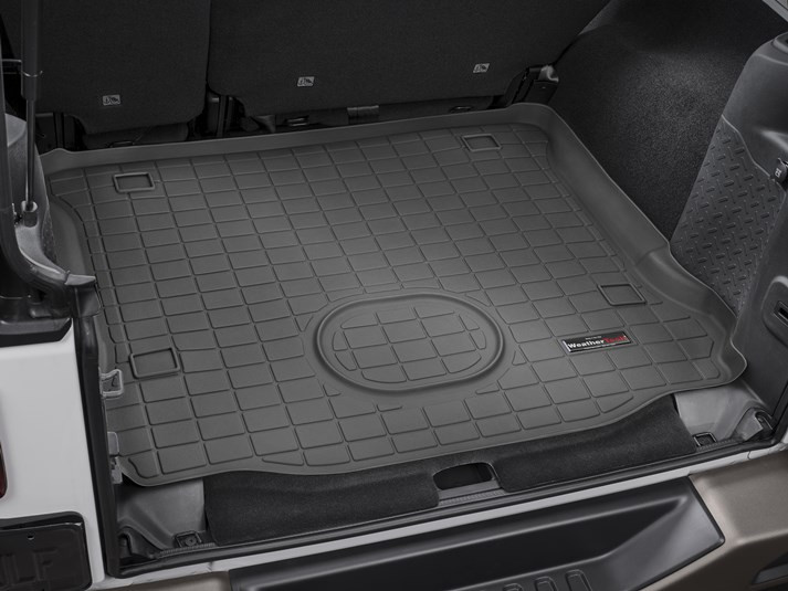 Weathertech Cargo Liner With Subwoofer In Black For 2015 18 Jeep Wrangler Jk Unlimited 4 Door Models