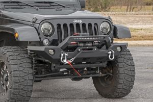 Rough Country Full Width Front LED Winch Bumper For 2007-18 Jeep Wrangler JK 2 Door & Unlimited 4 Door Models 10596