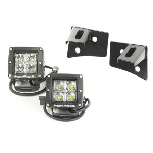 Rugged Ridge Windshield Light Bracket Kit in Black with Square LED Lights For 2007-18 Jeep Wrangler JK 2 Door & Unlimited 4 Door Models 11027.10