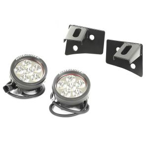 Rugged Ridge Windshield Light Bracket Kit in Black with Round LED Lights For 2007-18 Jeep Wrangler JK 2 Door & Unlimited 4 Door Models  11027.11