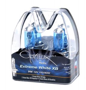 Hella Optilux by Extreme White H4 12V 100/80W XB Bulb Pair H71070201