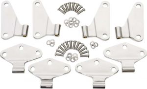 Kentrol Body Door Hinge Set Inner in Polished Stainless Steel For 2007-18 Jeep Wrangler JKU 4 Door Models (8-Piece) 30581