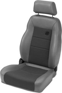 BESTOP TrailMax II Pro Front Reclining Passenger Seat With Fabric Front In Grey Denim For 1976-06 Jeep CJ Series, Wrangler YJ & Wrangler TJ Models 3946009