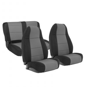 SmittyBilt Neoprene Front & Rear Seat Cover Kit in Black/Gray For 1991-95 Jeep Wrangler YJ 471122