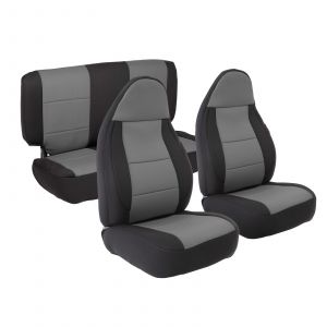 SmittyBilt Neoprene Front & Rear Seat Cover Kit in Black/Gray For 1997-02 Jeep Wrangler TJ Models 471222