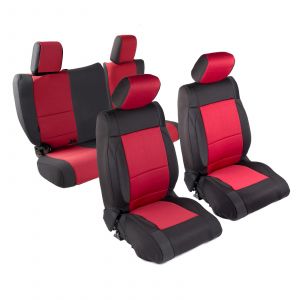 SmittyBilt Neoprene Front & Rear Seat Cover Kit in Black/Red For 2008-12 Jeep Wrangler JK Unlimited 4 Door Models 471730