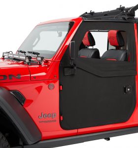 Bestop Front 2-Piece Fabric Doors For 2018+ Jeep Gladiator JT & Wrangler JL 2 Door & Unlimited 4 Door Models (Black Diamond) 5175035