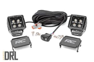 Rough Country 2" Square Cree LED Lights Black Series With Amber DRL (Pair) 70903BLKDRLA
