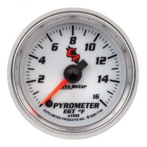 Auto Meter C2 Series 2 1/16" (52.4mm) 0-1600 deg. F Electric Pyrometer Gauge (EGT) 7144