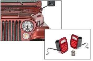 Quadratec Gen Stealth II LED Headlights & LED Tail Light Kit Stealth for 76-86 Jeep CJ-5 & CJ-7 97109CJST-