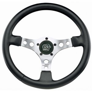 Grant Products Formula GT 3 Spoke Steering Wheel With Satin Aluminum Spokes & Stitched Vinyl Grip For 1946-95 Jeep CJ Series, Wrangler YJ & Cherokee XJ 789