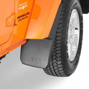 MOPAR Front Deluxe Molded Splash Guards With Jeep Logo For 2007-18 Jeep Wrangler JK 2 Door & Unlimited 4 Door Models 82210233