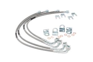 Rough Country Extended Stainless Steel Front & Rear Brake Lines For 2007-18 Jeep Wrangler JK 2 Door & Unlimited 4 Door Models With 4-6" Lift 89716