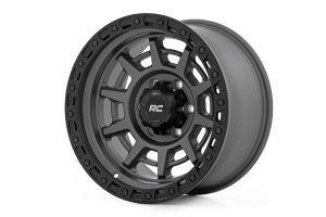 Rough Country Rough Country 85 Series Wheel Simulated Beadlock Gunmetal Gray/Black 17x9 5x5.5 -0mm For 2021-2023 Ford Bronco 2 and 4 Doors  85170014A
