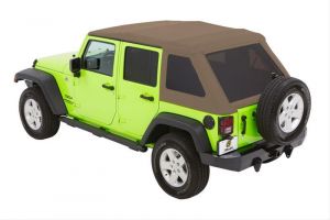 Bestop Trektop Glide Slantback Soft Top for 07-18 Jeep Wrangler JK Unlimited in Tan Twill 5492371