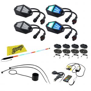 Stinger Off-Road Stinger 4ft Dynamic LED Whip Light & 4pc RGB Dynamic Rock Light Kit Bundle - ENLIGHT10 App Compatible ENRGBDKW4