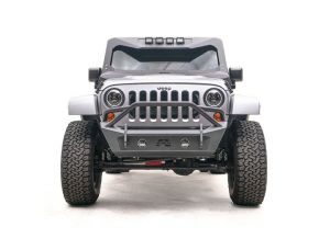 Fab Fours Stubby Front Bumper with Guard (Black) For 2007-18 Jeep Wrangler JK 2 Door & Unlimited 4 Door Models JK07-B1952-1