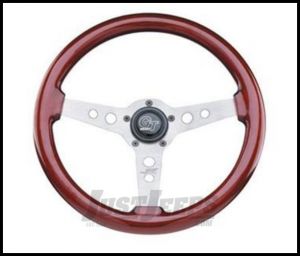 Grant Products Formula GT 3 Spoke Steering Wheel With Satin Aluminum Spokes & Mahogany Wood Grip For 1946-95 Jeep CJ Series, Wrangler YJ & Cherokee XJ