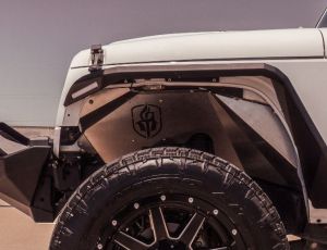 Road Armor Stealth Body Armor Inner Front Fender Liners for 07-18 Jeep Wrangler JK - Bare Stainless Steel 507LFF0Z