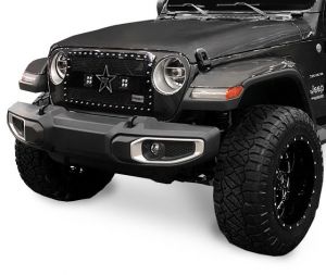 Rolling Big Power RX-3 LED Midnight Edition Black Studded Frame Grille for 18+ Jeep Wrangler JL, JLU RBP-967484