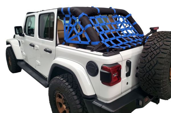 Dirtydog 4X4 Rear Cargo Area Spider Netting For 2018 Jeep Wrangler JL Unlimited 4 Door Models JL4N18RS